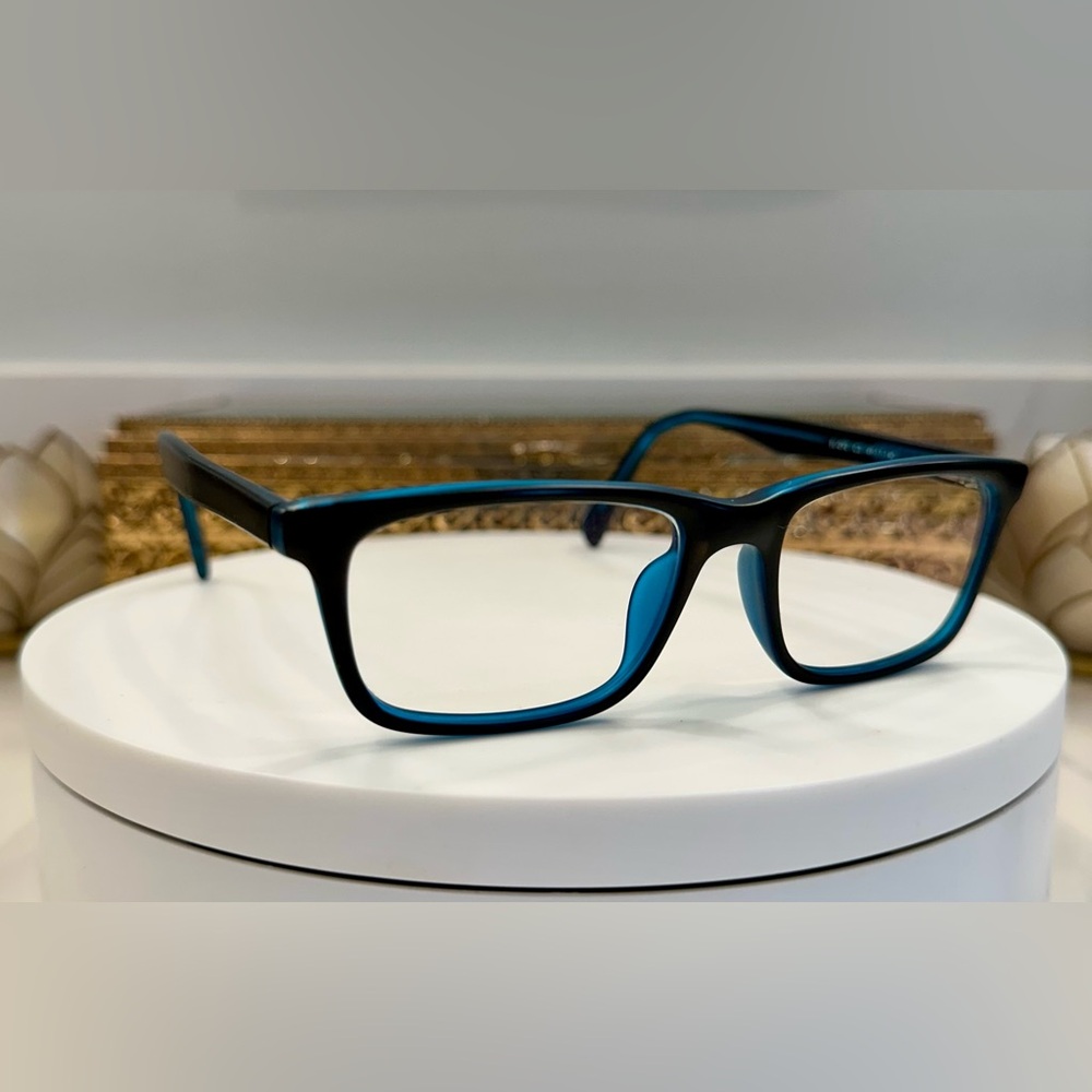 Europa - Elements Eyeglass Frames - Rx - Black Ext/Electric Blue Int - EUC